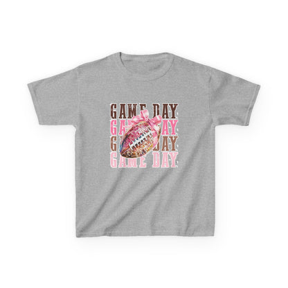 Kids Game Day T‑Shirt — Pink Glitter Football Design