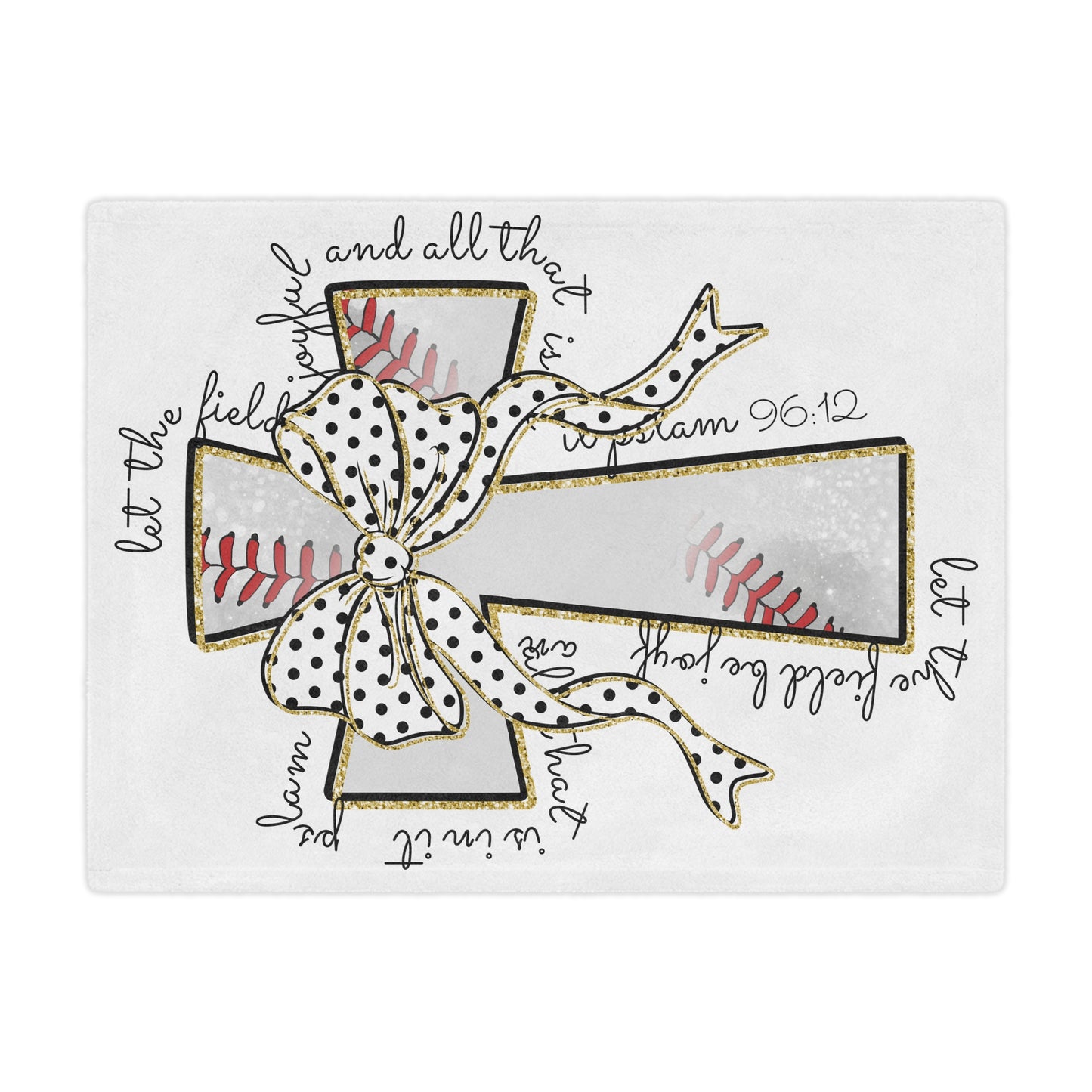 Baseball Cross Minky Blanket — "Let the Fields Be Joyful" Inspirational Baby Throw