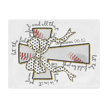 Baseball Cross Minky Blanket — "Let the Fields Be Joyful" Inspirational Baby Throw