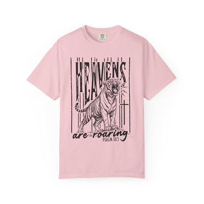 Heaven's Are Roaring Tiger Tee- Pink Writing