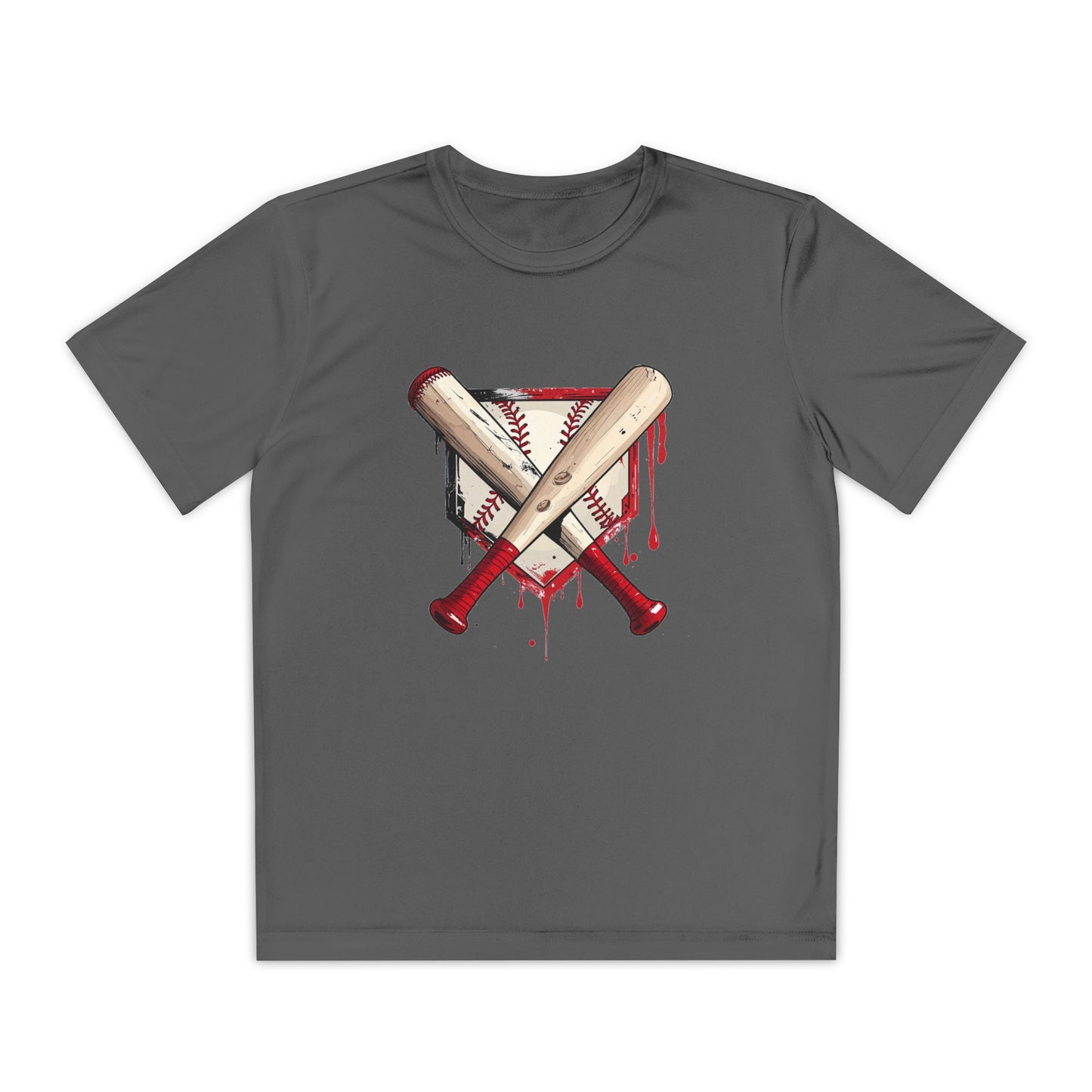 Youth Baseball Tee — Bloody Crossed Bats Graphic