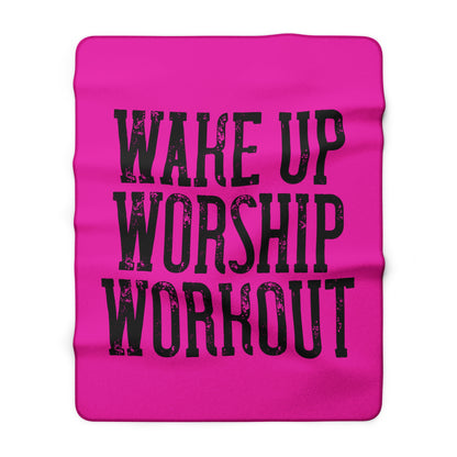 Sherpa Blanket — "Wake Up Worship Workout" Cozy Fleece Throw