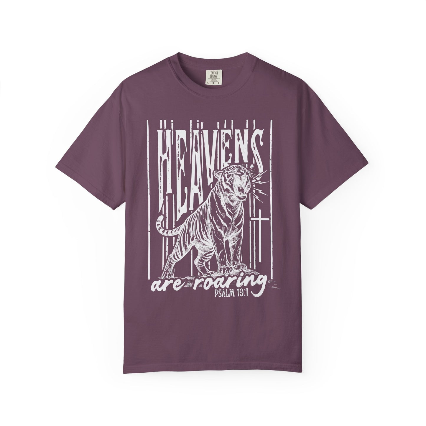 Heaven's Are Roaring Tiger Tee- Purple Writing