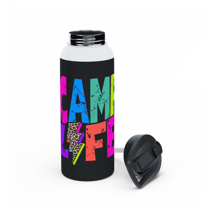 Camp Life Neon Stainless Steel Water Bottle - BLACK