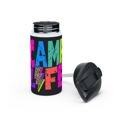 Camp Life Neon Stainless Steel Water Bottle - BLACK