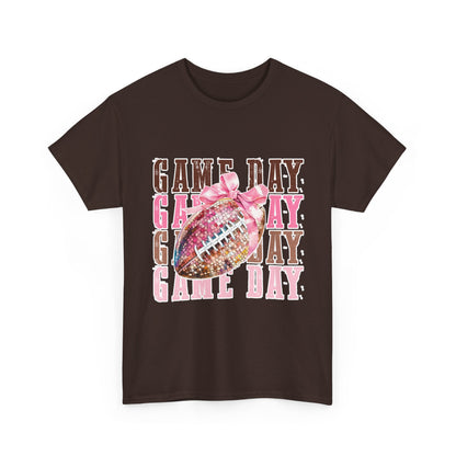 Game Day Pink Football Tee — Women's Cheer Football Shirt