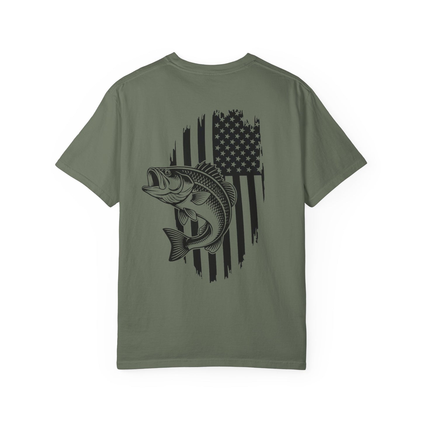 Fishing Bass T-Shirt — American Flag Bass Graphic Tee