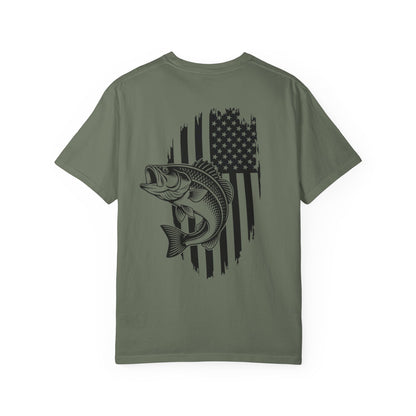 Fishing Bass T-Shirt — American Flag Bass Graphic Tee