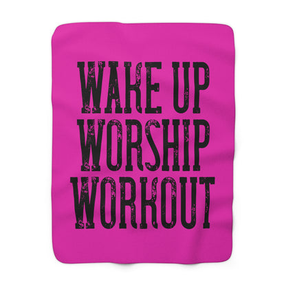 Sherpa Blanket — "Wake Up Worship Workout" Cozy Fleece Throw