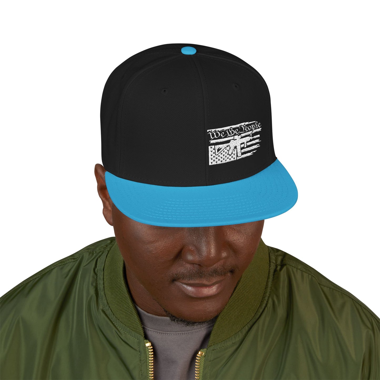 Embroidered Distressed Flag Snapback Hat