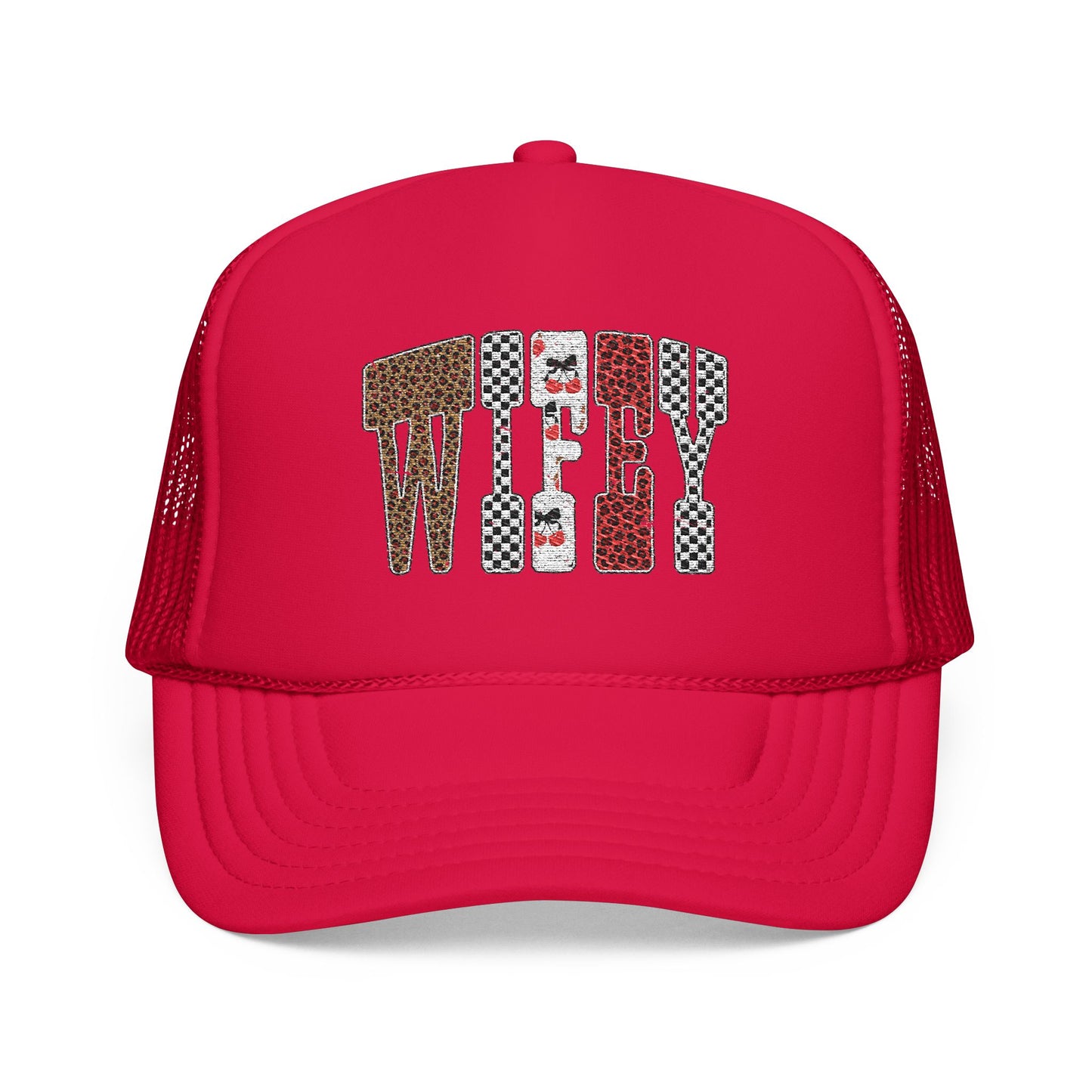 Wifey Sequin Patch Trucker Hat — Glam Mesh Foam Cap for Bride & Bachelorette
