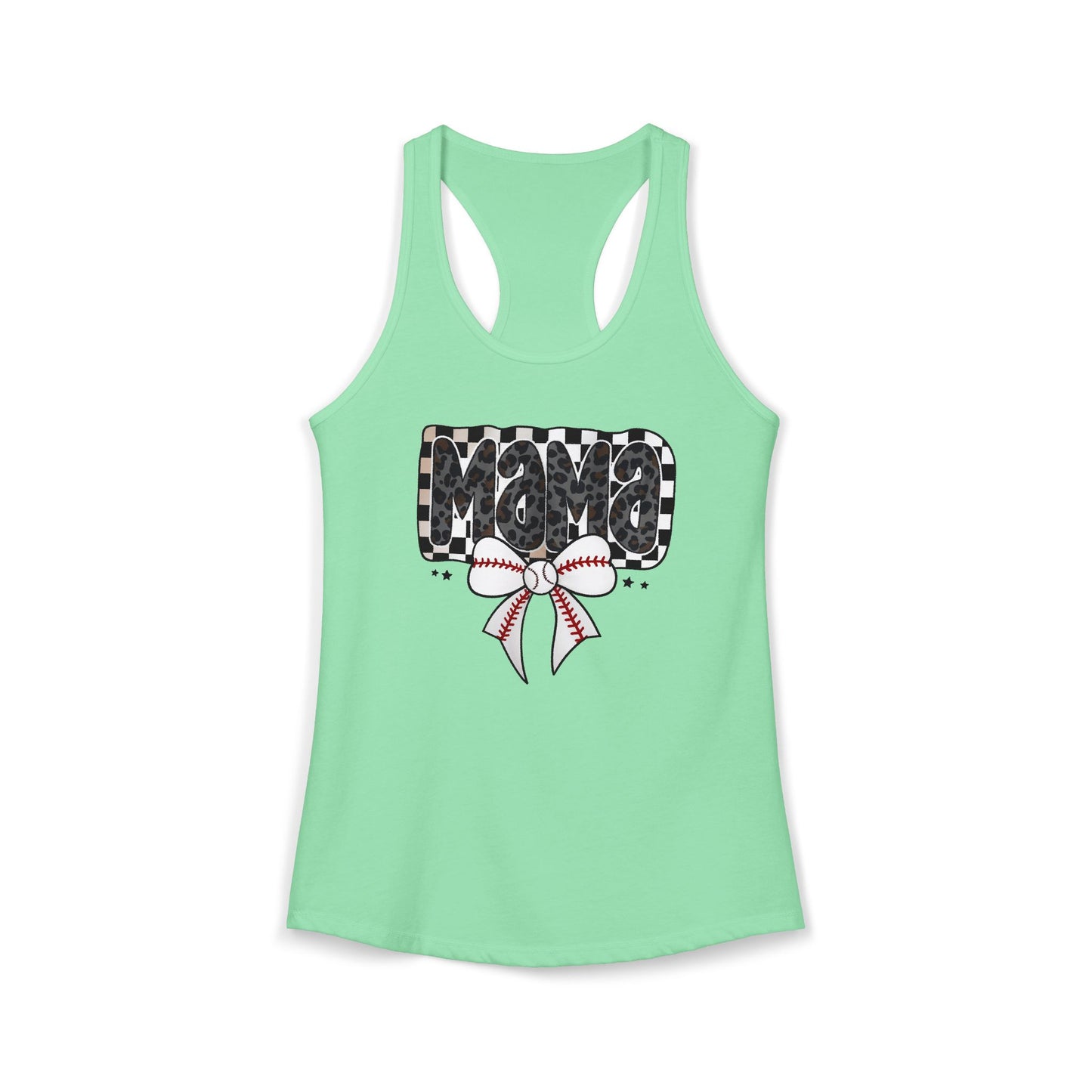 Baseball Checkered Mama Racerback Tank