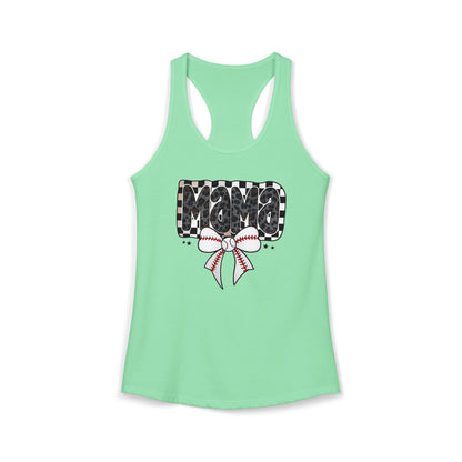 Baseball Checkered Mama Racerback Tank