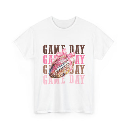 Game Day Pink Football Tee — Women's Cheer Football Shirt
