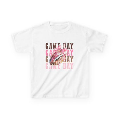 Kids Game Day T‑Shirt — Pink Glitter Football Design