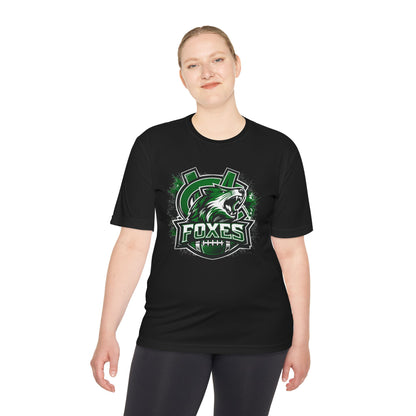 Foxes Sports Logo Tee — Green Grunge Football Team Shirt