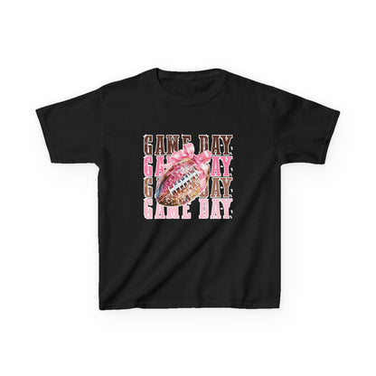 Kids Game Day T‑Shirt — Pink Glitter Football Design