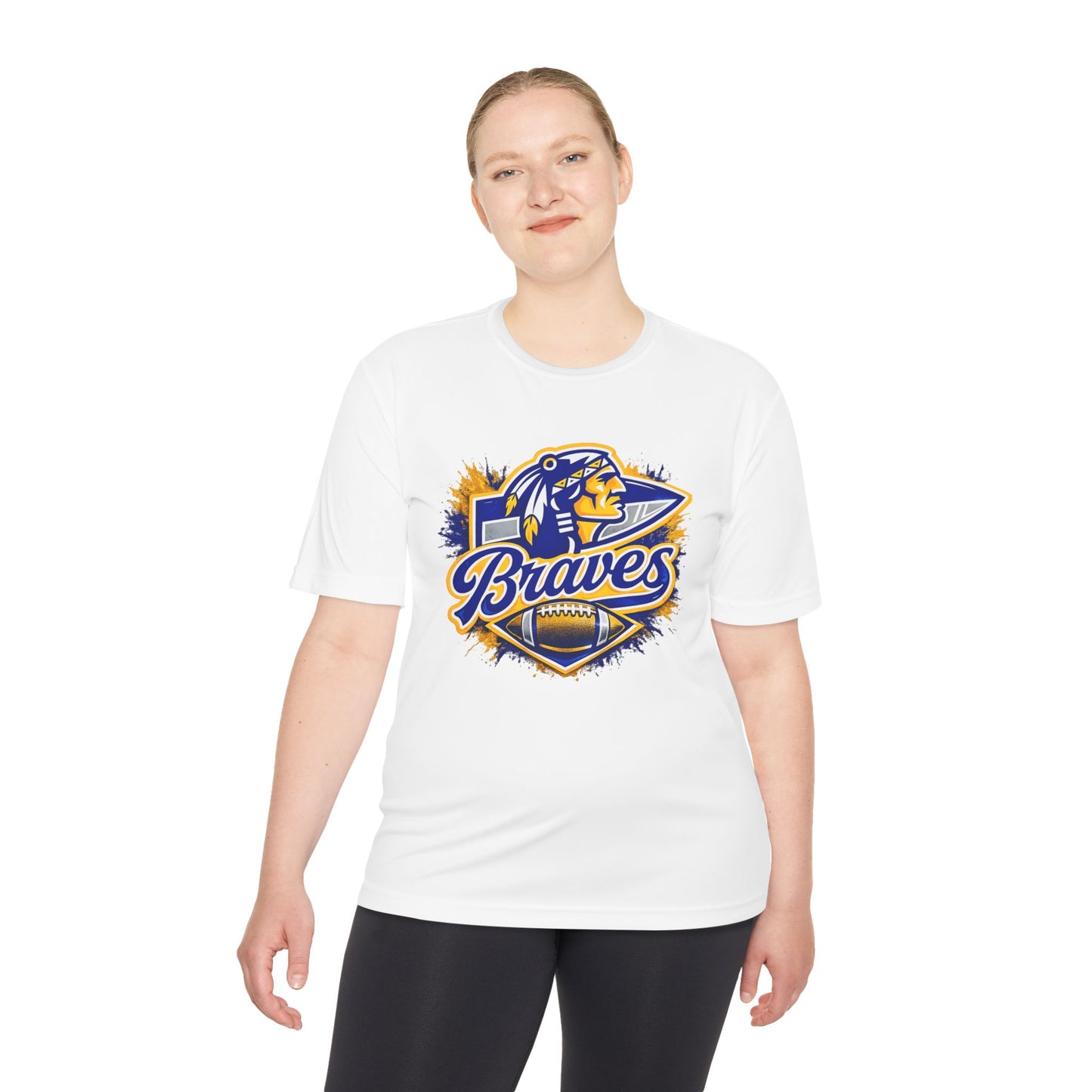 Braves Football Team Tee — Vintage Mascot Logo Moisture-Wicking Shirt