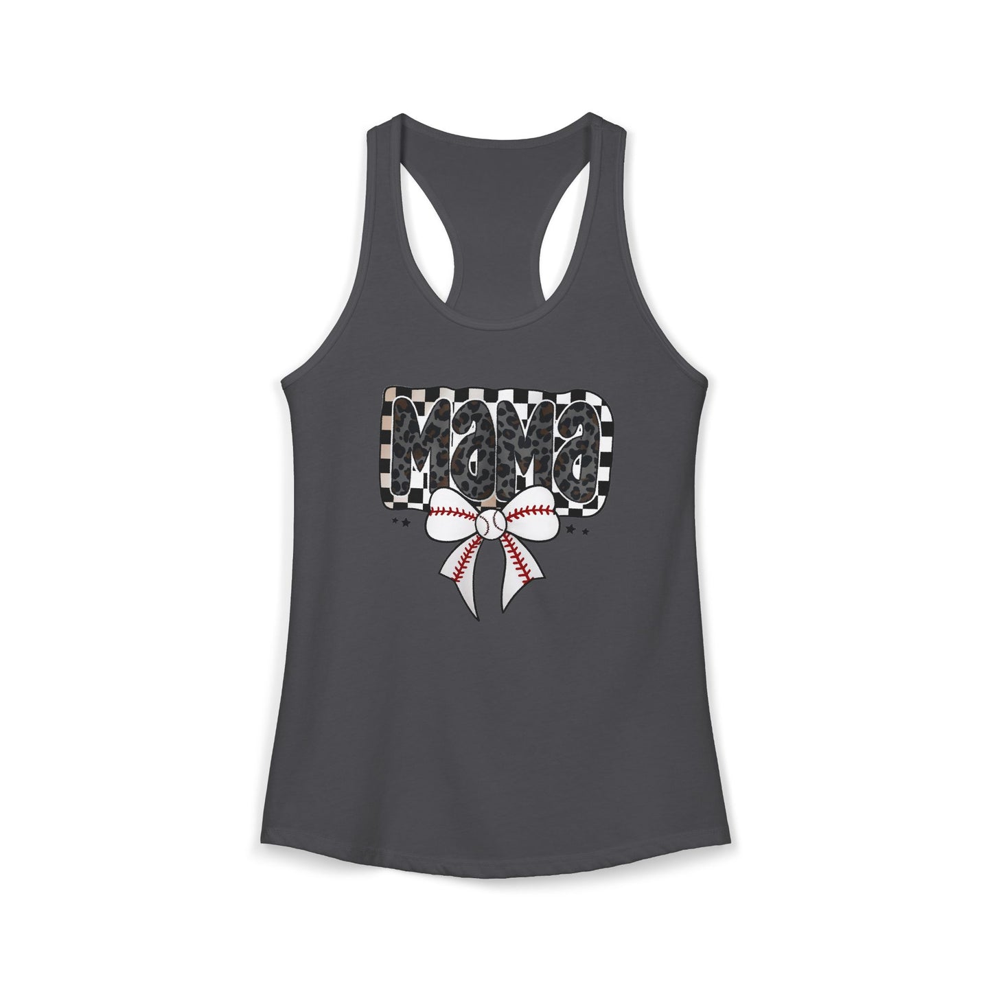 Baseball Checkered Mama Racerback Tank