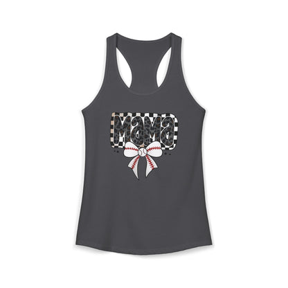 Baseball Checkered Mama Racerback Tank