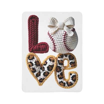 Baseball Love Sherpa Blanket — Cozy Leopard Knit Baseball Design