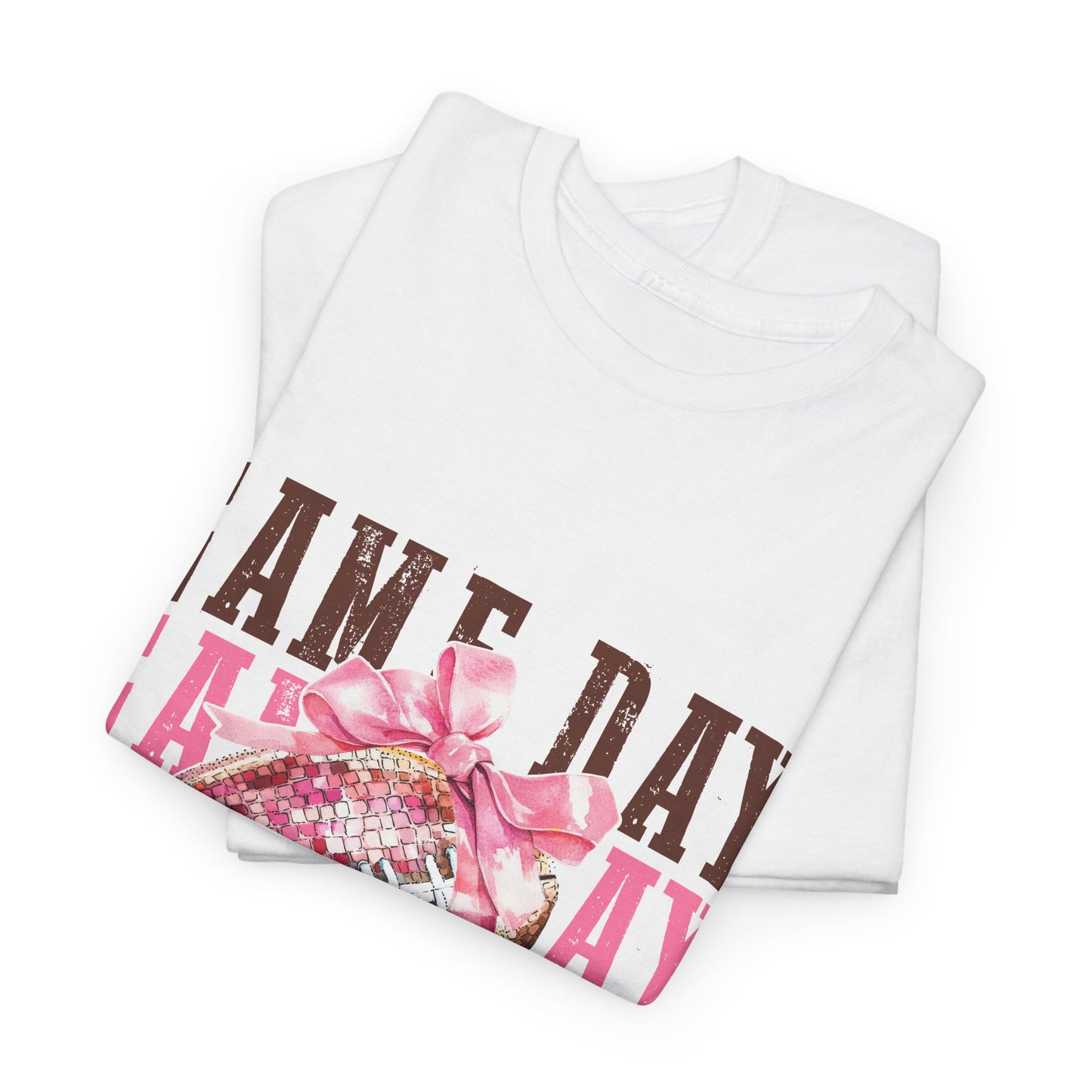 Game Day Pink Football Tee — Women's Cheer Football Shirt