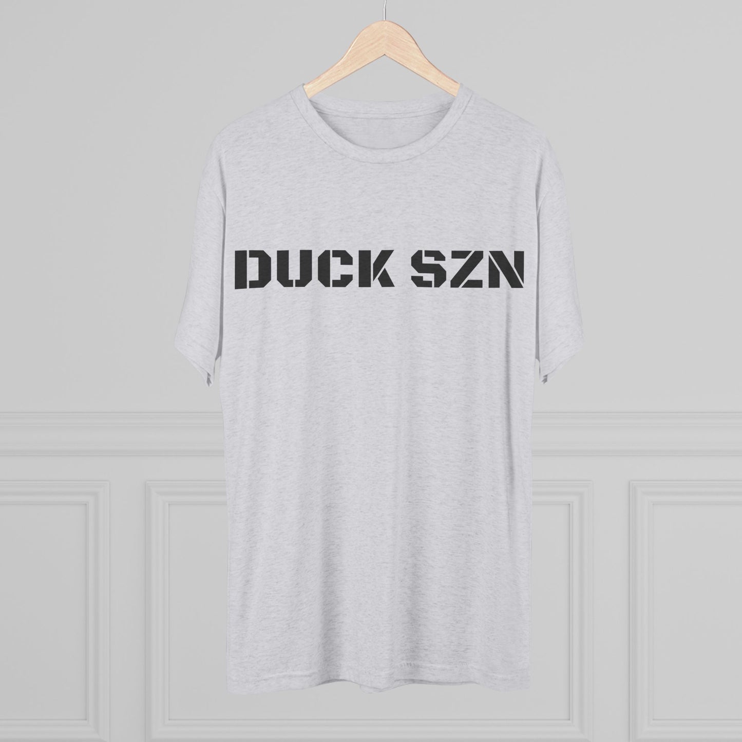 Duck SZN Tee — Camouflage Stamp Text Hunting Shirt for Duck Season