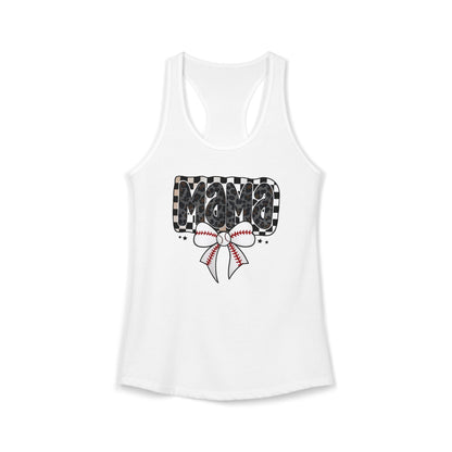 Baseball Checkered Mama Racerback Tank