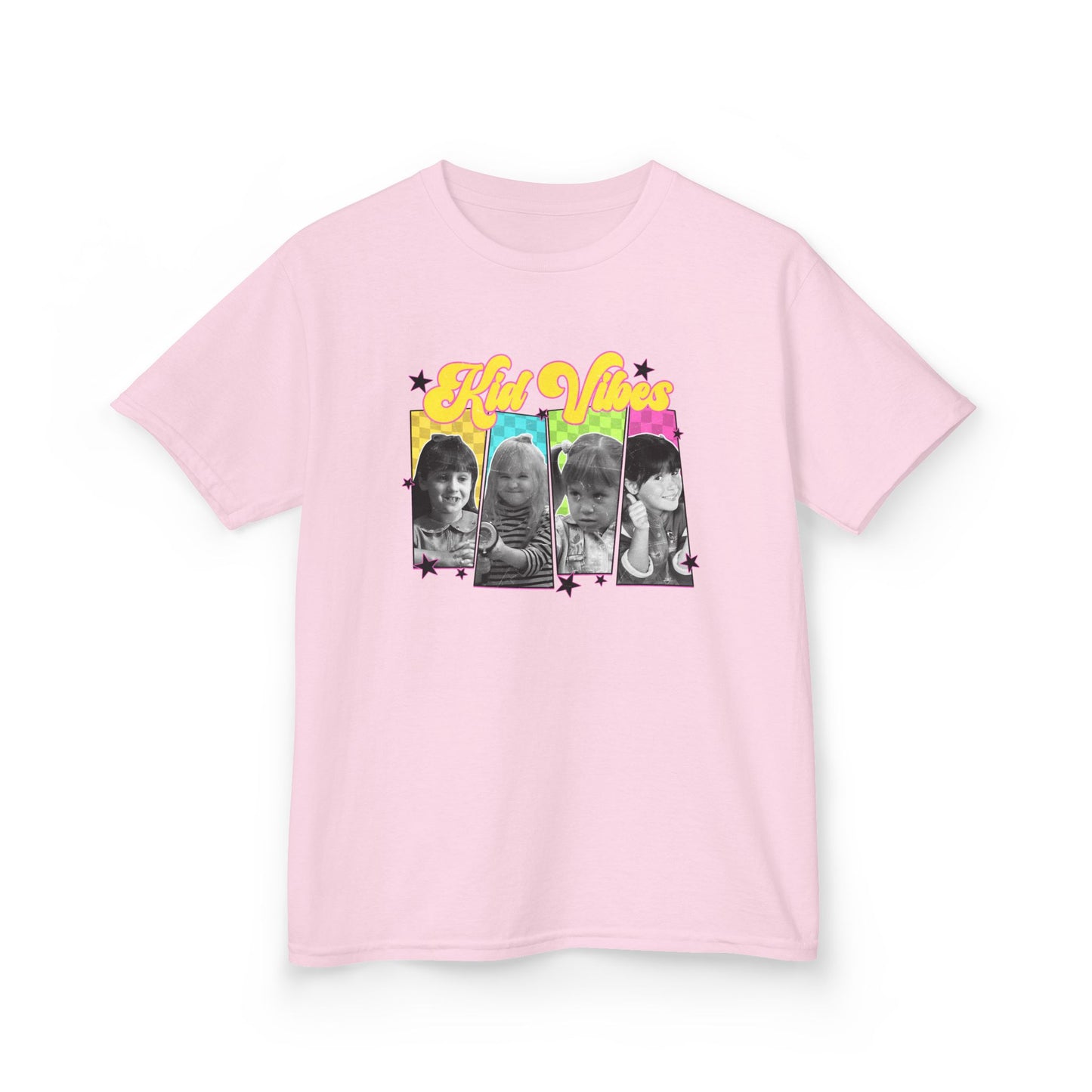 Girls Tee — Retro Rainbow ‘High Vibes’ Photo Collage