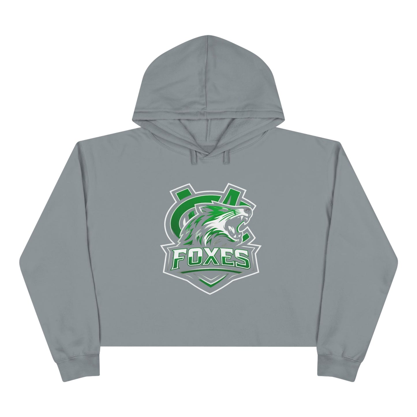 Foxes Mascot Crop Hoodie — Green Sports Team Logo