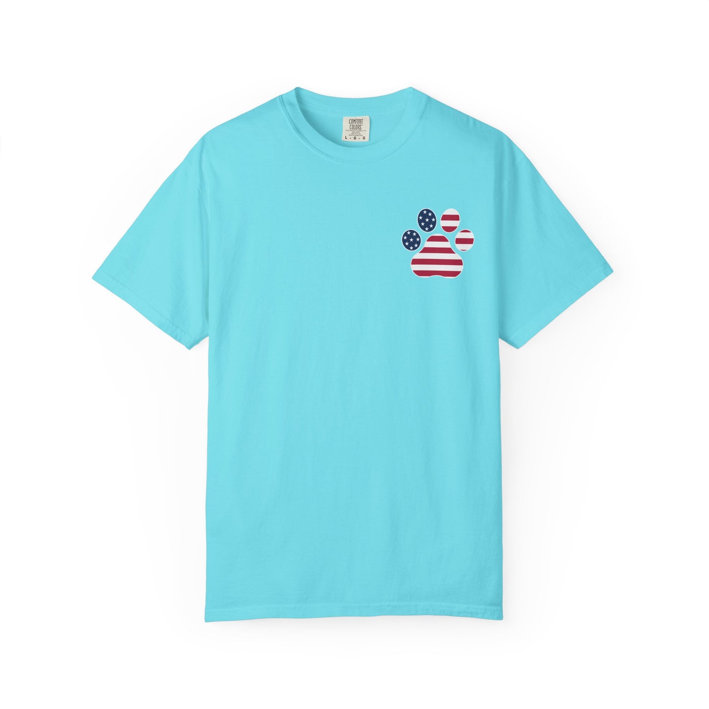 Patriotic Messy Bun T-Shirt — American Flag Bandana & Sunglasses