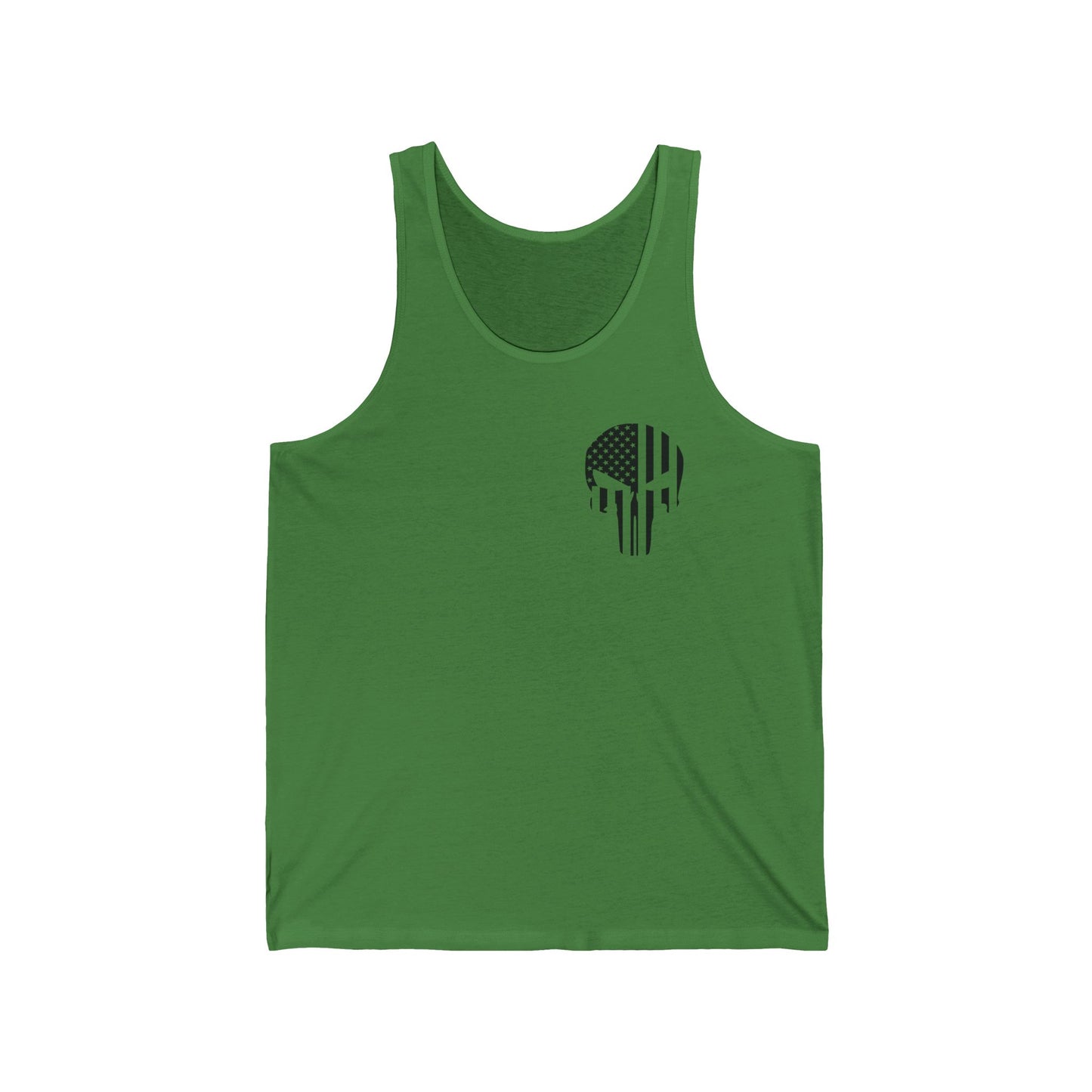 American Flag Skull Tank Top — Distressed Patriotic USA Sleeveless Tee