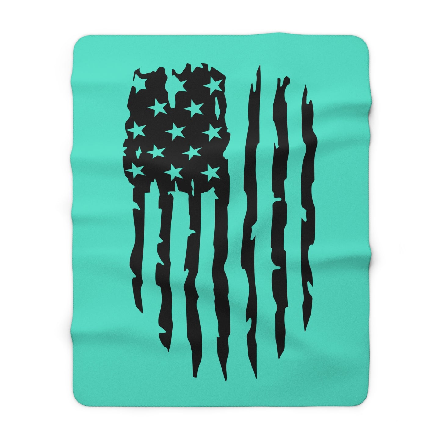 Sherpa Blanket — Distressed American Flag Design, Cozy Fleece Throw