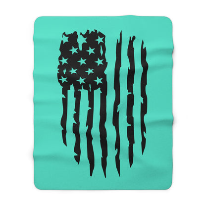 Sherpa Blanket — Distressed American Flag Design, Cozy Fleece Throw