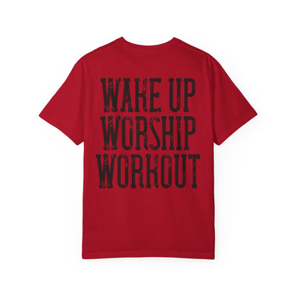"Wake Up Worship Workout" Men's Tee - Front& Back