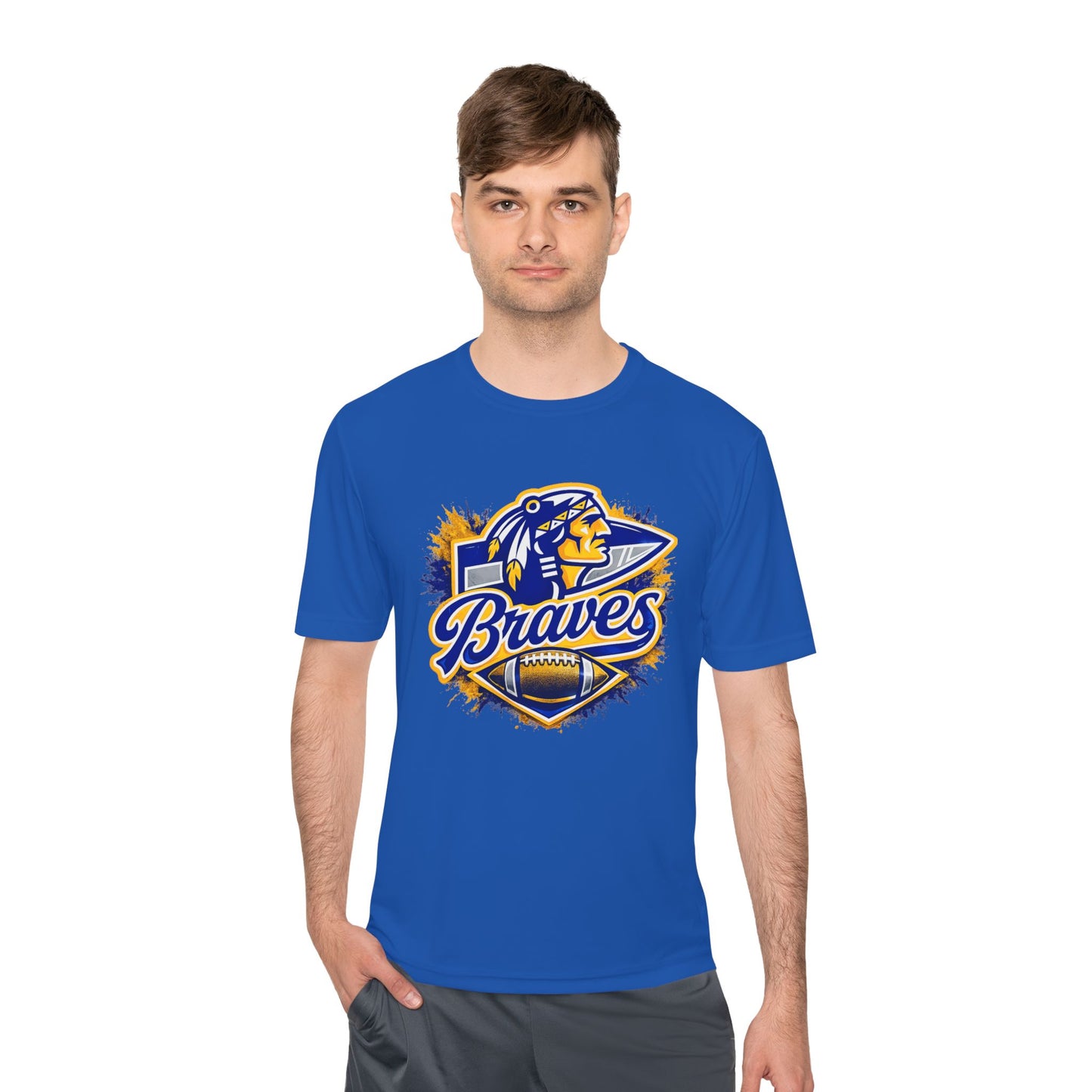 Braves Football Team Tee — Vintage Mascot Logo Moisture-Wicking Shirt