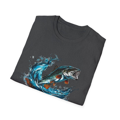 Bass Fishing T‑Shirt - Leaping Bass Water Splash Graphic Tee