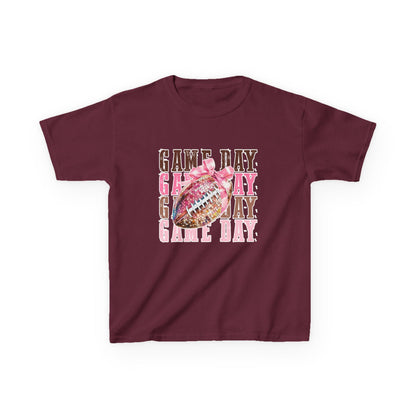 Kids Game Day T‑Shirt — Pink Glitter Football Design