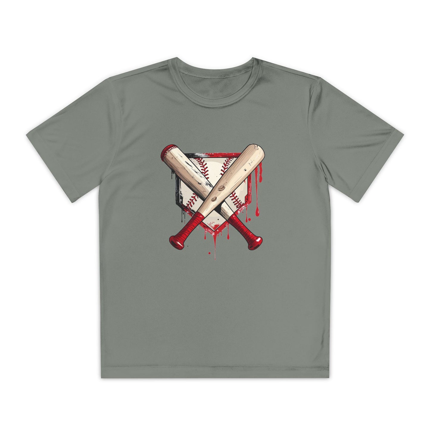 Youth Baseball Tee — Bloody Crossed Bats Graphic