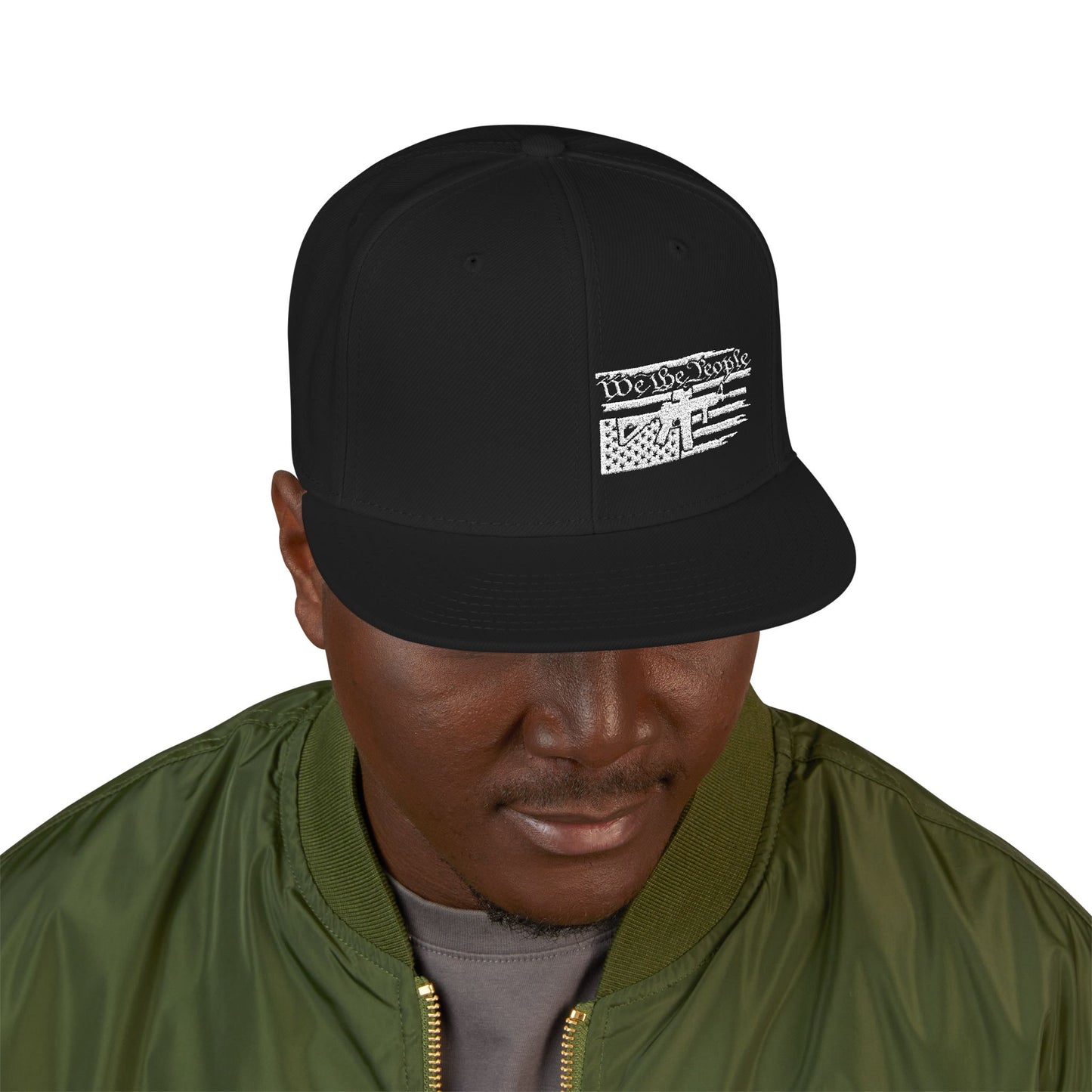 Embroidered Distressed Flag Snapback Hat
