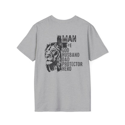 Lion & Cross Men's Faith Tee Front& Back