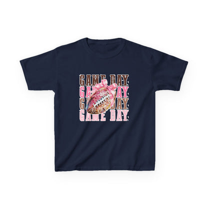 Kids Game Day T‑Shirt — Pink Glitter Football Design