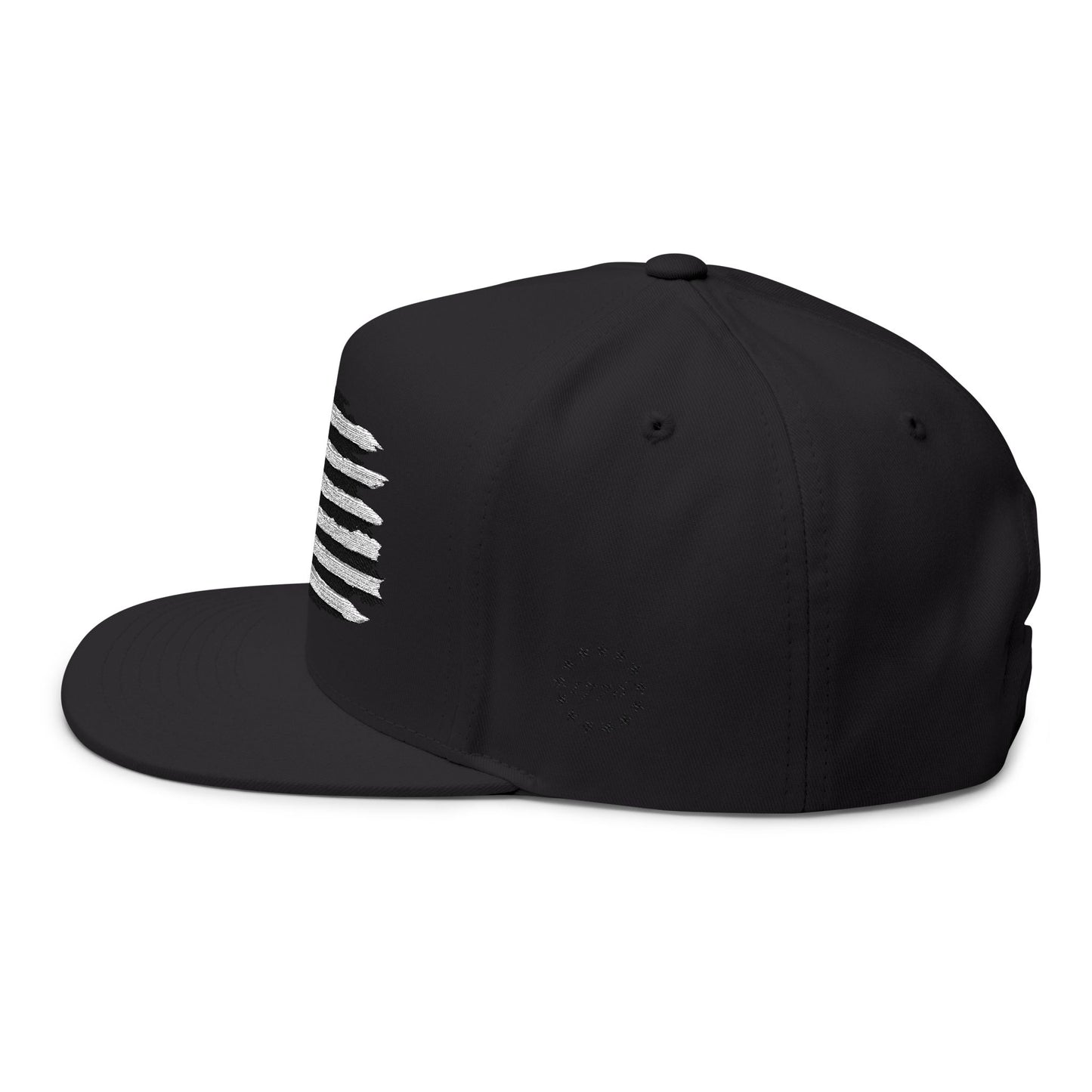 American Flag Flat Bill Cap — Distressed Embroidered USA Snapback