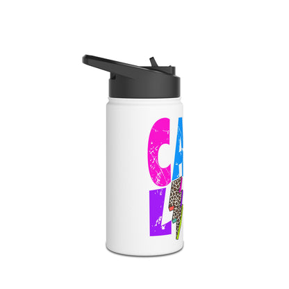Camp Life Neon Stainless Steel Water Bottle - BLACK