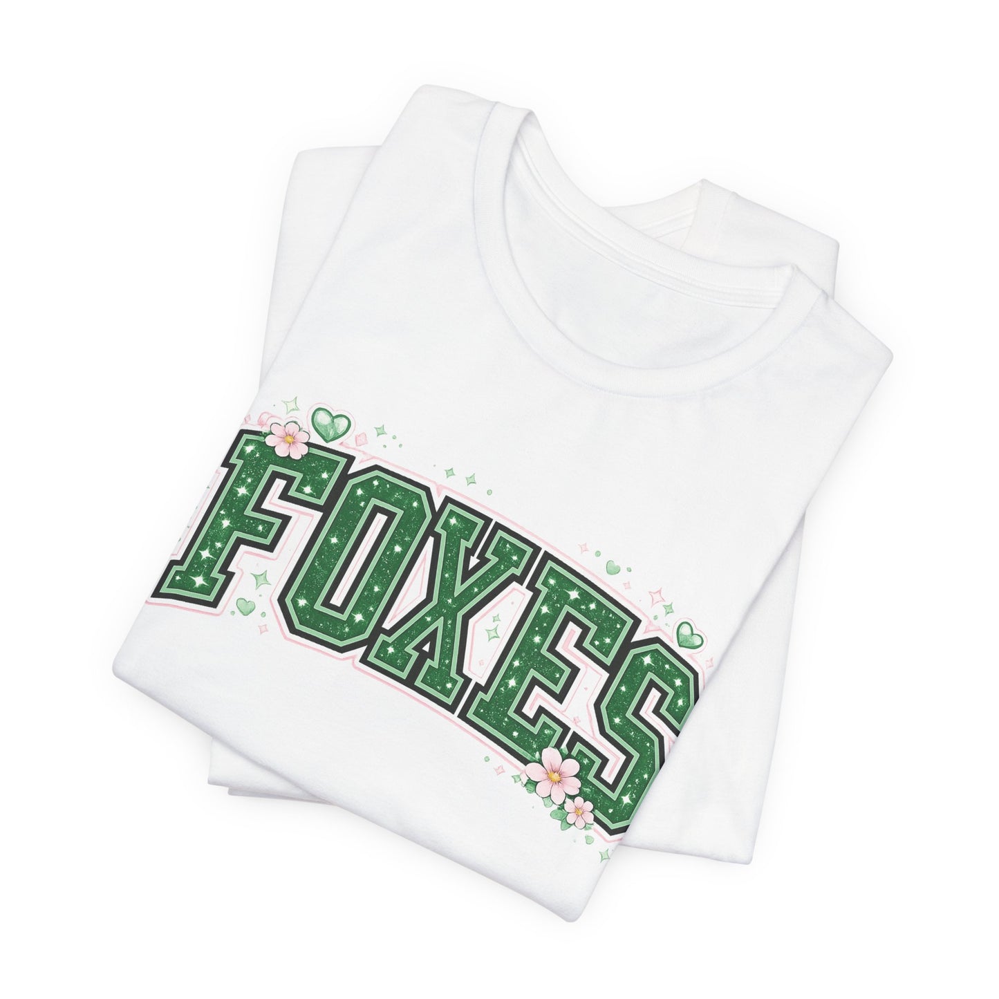 Foxes Vintage Collegiate Tee — Green Varsity Letter Graphic