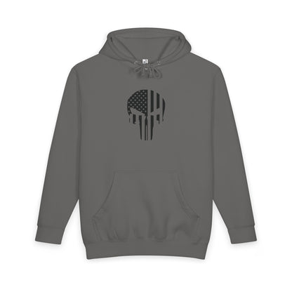 American Flag Skull Hoodie — Distressed Patriotic Pullover
