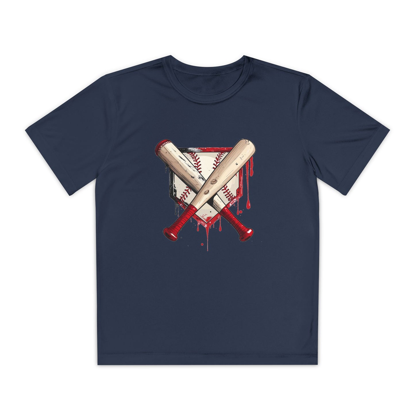 Youth Baseball Tee — Bloody Crossed Bats Graphic