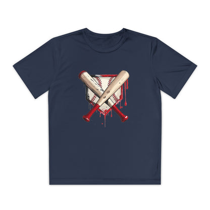 Youth Baseball Tee — Bloody Crossed Bats Graphic