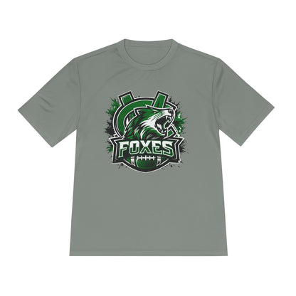 Foxes Sports Logo Tee — Green Grunge Football Team Shirt