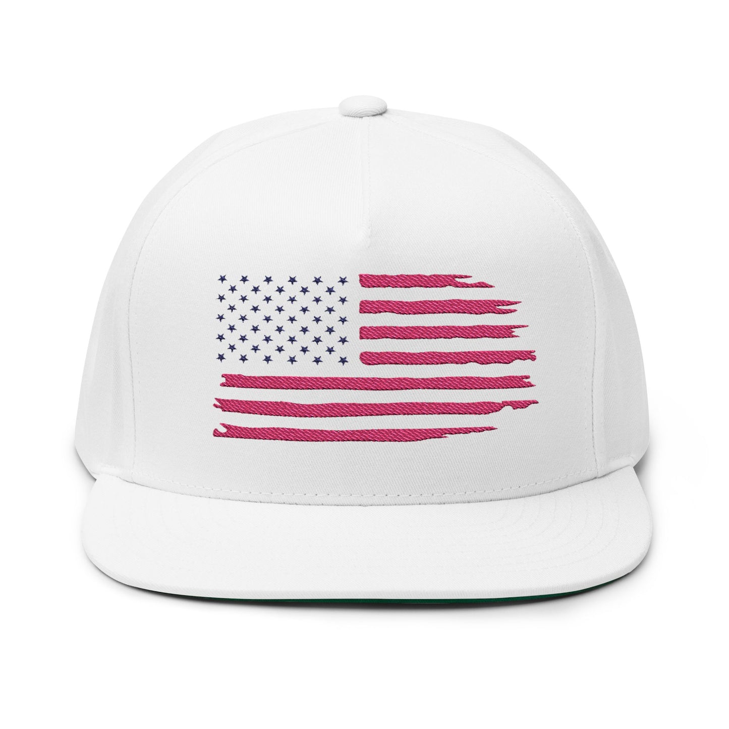 Embroidered USA Sketch Flag Flat Bill Cap